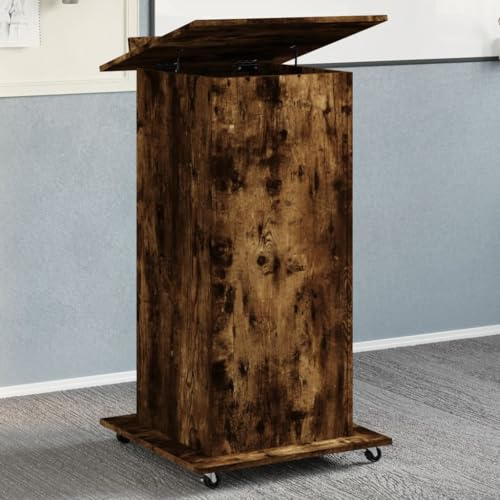 GCHDHAPB Rednerpult mit Rollen & Schublade Räuchereiche 55x55x107cm Holzwerkstoff