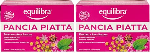 equilibra Integratori Alimentari, Tisana Pancia Piatta, 100% Ingredienti Funzionali per la Funzione Digestiva, con Finocchio, Anice Stellato e Carvi, Materiali 100% Riciclabili, 15 Filtri