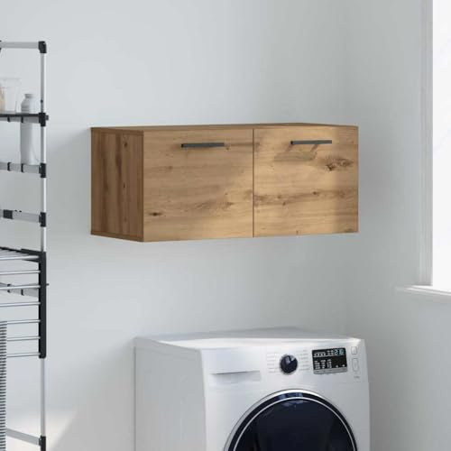 Foknhdi Wandschrank Artisan-Eiche 80 x 36.5 x 35 cm Moderner Aufbewahrungsschrank für Flur Schlafzimmer Wohnzimmer Langlebiger Holzwerkstoff Platzsparendes Design