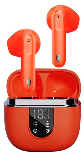 Jesebang Bluetooth Headphones, Wireless Bluetooth 5.4 Noise Cancelling Mic Earphones, Dark Orange
