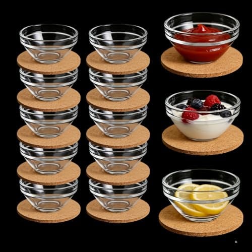 Sixinfeto Salsa Cuencos Set con Bandeja 10 Piezas Cuencos Aperitivos Ø 7,5 cm Ensaladera Cristal 75 ml Bol Desayuno Bol Cristal Bowls Cocina con Bandeja 10 PCS