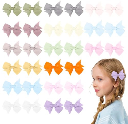 KEJOL 30 Pinzas para pelo con lazo para bebé niña, 5cm, 15 colores, antideslizantes, para niñas pequeñas y niños (Estilo 1)