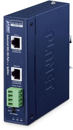 PLANET IP30 Industrial Single-Port 10Gbps 802.3bt PoE++ Splitter 24 V (IP30, Industrial Single-Port - 10Gbps 802.3bt PoE++ Splitter - - 12V,19 & 24V DC output - Warranty: 36M)