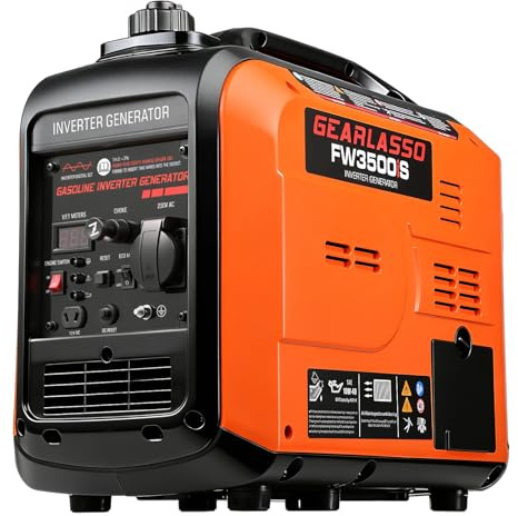 3500W Portable Petrol Inverter Generator Silent Pure Sine Wave Generator 4-Stroke OHV Engine, with Low Fuel Shutdown, AVR, ECO Mode, 6.5L Tank Capacity, Camping, RV, Home, Jobsites Backup Power
