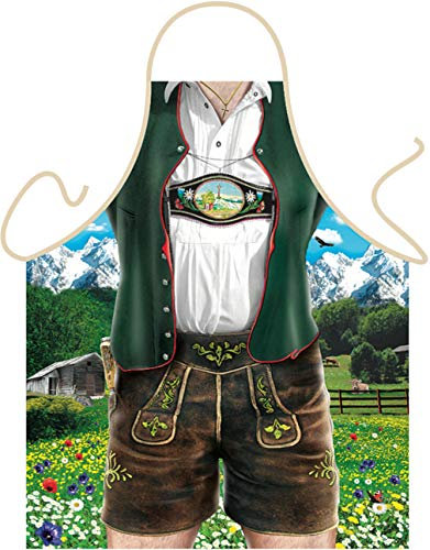 Schürze Lederhose bayerische Tracht ER, Küchenschürze, Kochschürze, Grillschürze, Bayern