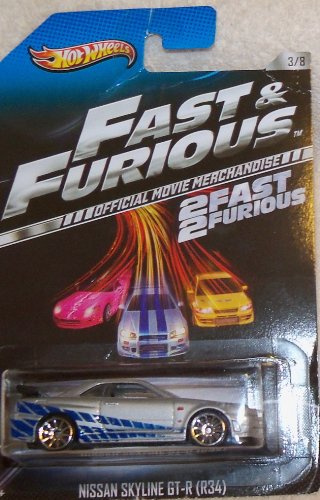 2013 Hot Wheels Fast & Furious 2 Fast 2 Furious Official Movie Merchandise Limited Edition Nissan Skyline GT-R (R34) 3/8 by Mattel
