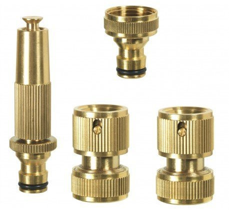 Kit de riego de jardín de latón con accesorios y boquilla