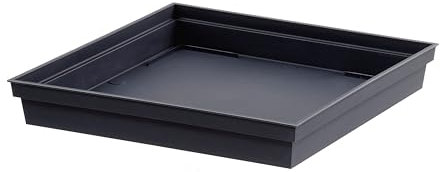 EDA Plastiques Soucoupe TOSCANE carré pour Pot 13626 G.ANT Gris anthracite 32.6 x 32.6 cm