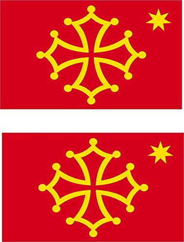 2x Autocollant sticker voiture vinyl macbook drapeau occitan croix occitane