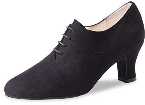 Werner Kern Damen Tanzschuhe Olivia 6 Comfort - Veloursleder Schwarz - für breite Füße - 6 cm Cuban Absatz - Rauledersohle - Made in Italy