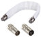 hb-digital 1x SAT Fensterdurchführung flach flexibel vernickelte Kontakte Weiß HQ Türen Fenster + Adapter SET: F-Stecker auf IEC Antennenstecker (männlich) & IEC Antennenbuchse (weiblich) - vernickelt