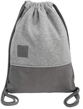 Grey Leather Sports Bag - Leder Rucksack mit Reißverschluss Innenfach, Gym Bag, Turnbeutel, Sportbeutel, Tasche (Manufaktur13/M13)