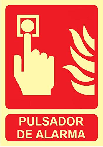 FERRETELIX® Cartel PVC Fotoluminiscente Pulsador de alarma 295x210