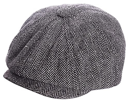 Yixda Baby Kids Schirmmütze Kinder Schiebermütze Newsboy Barett Cap (Schwarz, 1-4 Jahre)