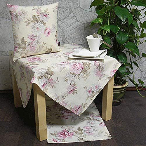 Hossner Kissenhülle Kissenbezug Laura Rosen Creme weiß rosa 40x40cm