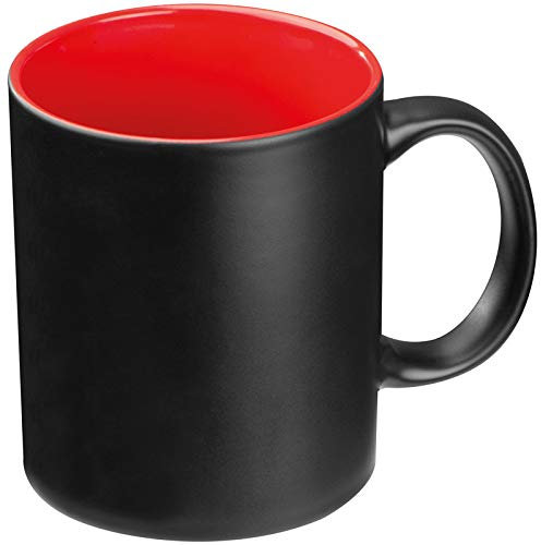 Porzellantasse / Kaffeetasse / Fassungsvermögen: 300 ml / Farbe: schwarz-rot
