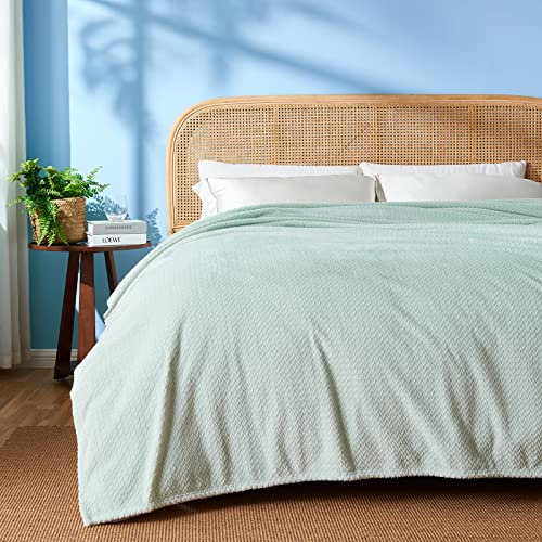 NEWCOSPLAY Flanell Decke Sofa Kuscheldecke Weizenohren Muster sofadecke Super weich und kuschelig Sofaüberwurf Minze-Wohndecke 230x230 cm als Tagesdecke