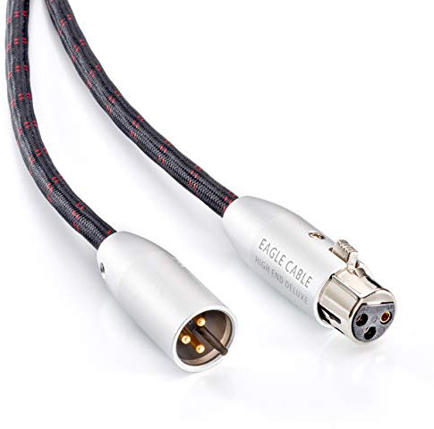 Eagle Cable by INAKUSTIK – 100701073 – High End Deluxe Audiokabel XLR | 0,75m Set | Made in Germany | OFC-Kupferleiter | gelackte 0,10 mm Kupferlitzen | 24k vergoldete High End Vollmetall XLR-Stecker