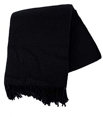 Ger3as Wolldecke Wohndecke Plaid 130x200cm Decke Kuscheldecke Schurwolldecke 100% Schurwolle Tagesdecke (Schwarz)