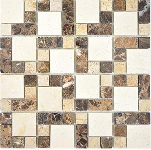 Marmor Mosaik Stein emperador dark cremarfil Mosaikfliese Wand Fliesenspiegel Küche Bad MOS88-1313_f