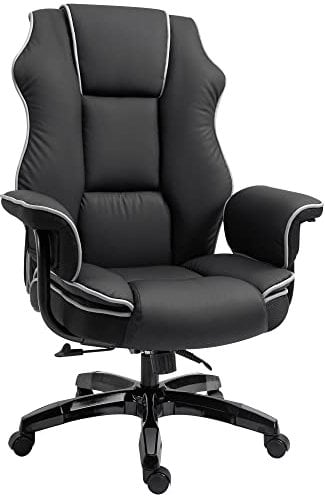 Vinsetto Executive Office Chair, PU Leather High Back Desk Chair with Height Adjustable, Reclining Swivel Computer Chair for Home, Black