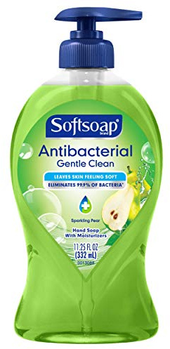 Softsoap Antibacterial Liquid Hand Soap Pump Gentle Clean Sparkling, Pear, 11.25 Fl Oz