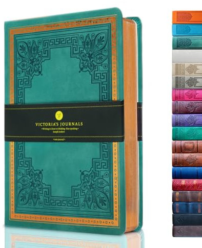Victoria's Journals Tagebuch, Kunstleder, Vintage, Hardcover, liniertes Notizbuch, altmodisches Reisetagebuch, A5, Größe 14,5 x 20,5 cm