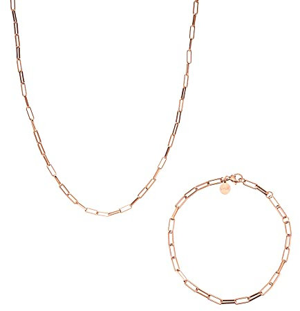LUUK LIFESTYLE Schmuckset mit Halskette und Kettenarmband, Modeschmuck für den Alltag, Sommer, Urlaub, schicker und lässiger Look, wasserfester Schmuck, Layer style, einzigartiger Blickfang, Roségold
