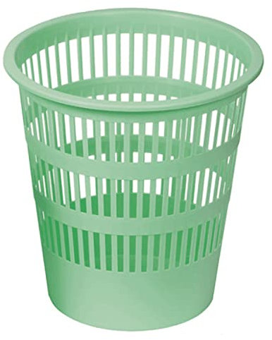 CABLEPELADO Papelera rejilla plastico, Cubo de reciclar, Cesta de basura, Papelera de plástico, Papelera escritorio, Papelera oficina, 28 cm alto x 27.5 cm diámetro, Capacidad 12 Litros, Verde