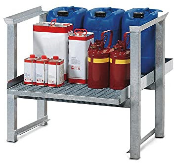 Regal zum stapeln aus Stahl mit Gitterrost, 870 mm x 790 mm x 1120 mm, silber, robust, verzinkt, zur Lagerung von Kleingebinde