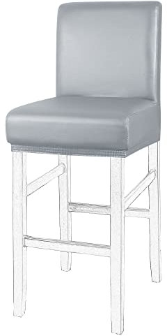 PiccoCasa Barhocker-Bezug, wasserdicht, für Zuhause, Küche, Esszimmer, Kneipentheke, PU-Leder, weich, abnehmbar, Stuhlbezug, Schonbezug, Grau, 1 Stück