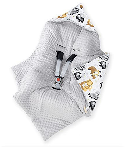 Amilian Einschlagdecke Babyschale - 90x90 cm - Baby Erstausstattung Neugeborene - für Komfort und Sicherheit Ihres Kindes für Buggy Kinderwagen oder Autositz - Tiere