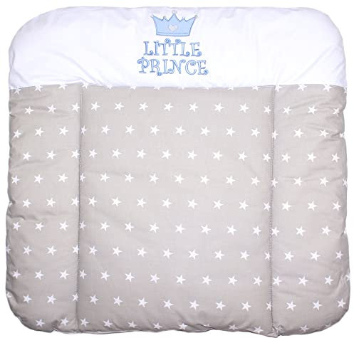 Wickelauflage mit Applikation -Prince Sternchen auf Grau - Wickeltischauflage Baby Auflage (70 x 85 cm)