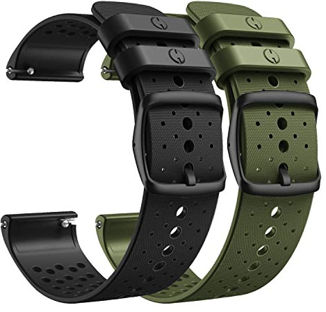 ANBEST Silikon Armband für Polar Vantage M Armband, Sport Ersatzarmband für Polar Vantage M2/Grit X Damen & Herren, Schwarz+Armeegrün