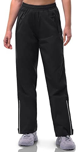 33,000ft Regenhose Damen Wasserdicht Atmungsaktiv Gefüttert Wanderhose Fahrrad Überziehhose Leichte Winddicht Outdoorhose Schwarz M/31L