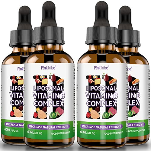Liposomal Vitamin B Complex Liquid - High Strength B-Vitamin Complex Drops, Supports Immune System and Energy Levels, 60ml (Pack of 4)