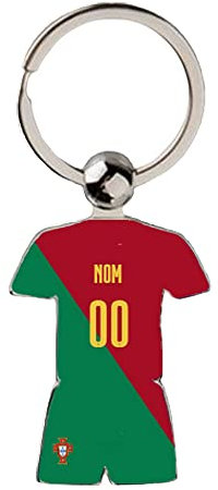 Porte Clé Football Portugal CDM 2022 Maillot Domicile Personnalisable avec Nom et Numéro