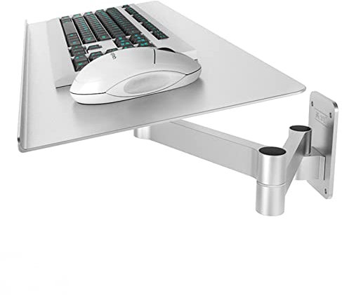 Keyboard Arm Tray, Wall Mounted Adjustable Mouse and Keyboard Bracket, Silver Telescoping Industrial Shelf, Wall Mounted Keyboard Bracket,arm40cm