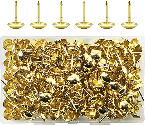 Ruidee 200 Stück Metall Rundkopfnägel Thumbtacks Polsternägel Kopfnägel Möbel Nägel Vintage für Sessel, Möbel, Bett, Dekornagel (Gold)