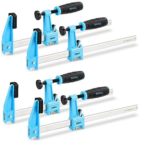 SHALL Morsetto a vite set 4 pezzi, apertura 304 mm (12 pollici), forza di serraggio 272 kg (660 libbre), in acciaio inossidabile,Morsetto da Falegname