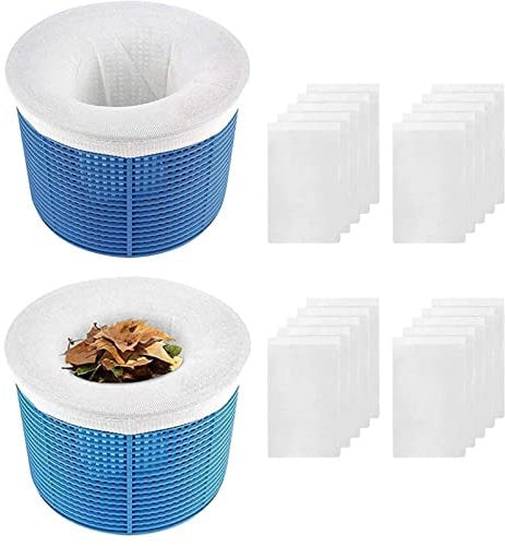 FINEVERNEK 20 Calcetines Skimmer Piscina, Calcetines de Piscina Filtros, Filtros de Piscina para Cesta de Filtro Skimmer, Filtro Skimmer de Nailon Elástico para Capturar Hojas, Cabello, Hierba