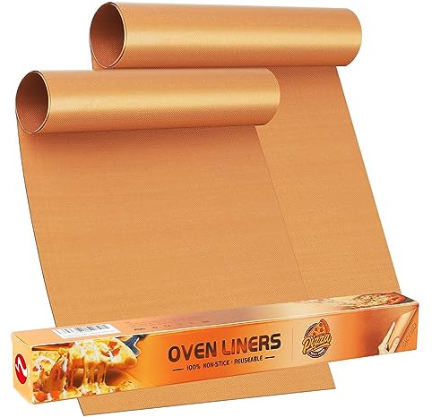 SKYBD 2 Stück dicke Antihaft-Kupfer-Ofeneinlagen für den Boden des Elektrogasofens, wiederverwendbar – große Teflon-Matten 40,1 x 60,2 cm, leicht zu reinigen – Ofenbodenschutzmatten – reduziert