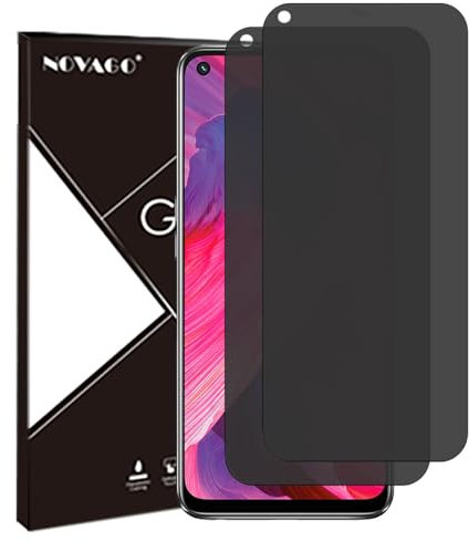 NOVAGO Compatible con Oppo A54 5G/A74 5G – Lote de 2 protectores de pantalla de cristal templado resistente 0,33 mm 9H (tintado antiespíón)