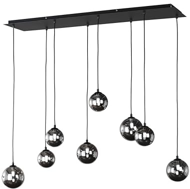 Fischer & Honsel Pendelleuchte, Bala | sandschwarz| Glas rauchfarben| L: 115 cm, B: 30 cm, Ausladung Decke: 150 cm|8x G9-LED 3 Watt 2700 K|2400 lm|EEG:G|60983