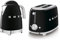 Smeg 50’s Style Retro Range Breakfast Set, 1.7L 3000W Variable Temperature Kettle and Multi-Functional Control 2-Slice 950W Toaster, Black, KLF04BLUK/ TSF01BLUK