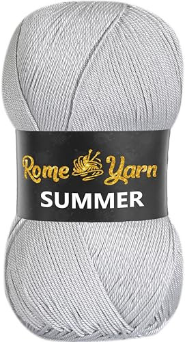 Rome Yarn Summer | Sommergarn | #2 Fein, 4 Ply (UK), Sport (USA) | Seideneffekt | 100% Mikrofaser | Anti-Pilling Acrylgarn Wolle (1 Knäuel, 941 Grau)