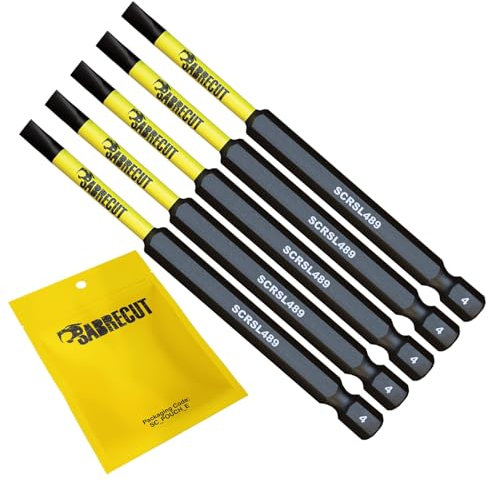 5 x SabreCut SCRSL489_5 89mm SL4 Slotted Magnetic Impact Screwdriver Driver Bits Set Single Ended Heavy Duty