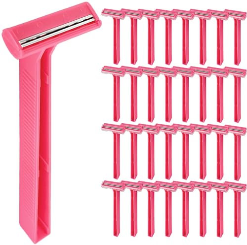 100 Einwegrasierern mit 2 Klingen – vielseitige und hygienische Rasierer für alltägliche Anwendungen – perfekt für präzises und komfortables Rasieren - Doppelklinge zweischneidig Pink