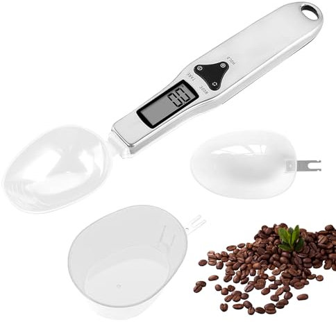 Digitale Löffelwaage 0,1 g Genauigkeit: Messlöffel mit LCD Display, Löffelwaage Digital bis 500 g Tragkraft, Digitale Küchenwaage mit 3 Abnehmbaren Messlöffeln, Gewürzwaage für Milchpulver, Gewürze