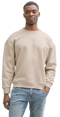 TOM TAILOR Denim Herren 1045579 Relaxed Sweatshirt mit Logo-Print, 11754-light Dove Grey, L